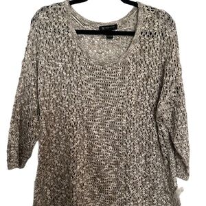 NWOT Inc Crochet Neutral Metallic thread Lightweight minimalist sweater